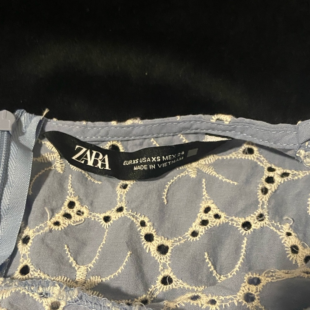 Zara light blue embroidered dress. Size XS - Picture 3 of 4